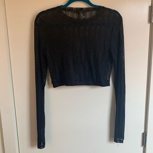 Sheer long sleeve crop top